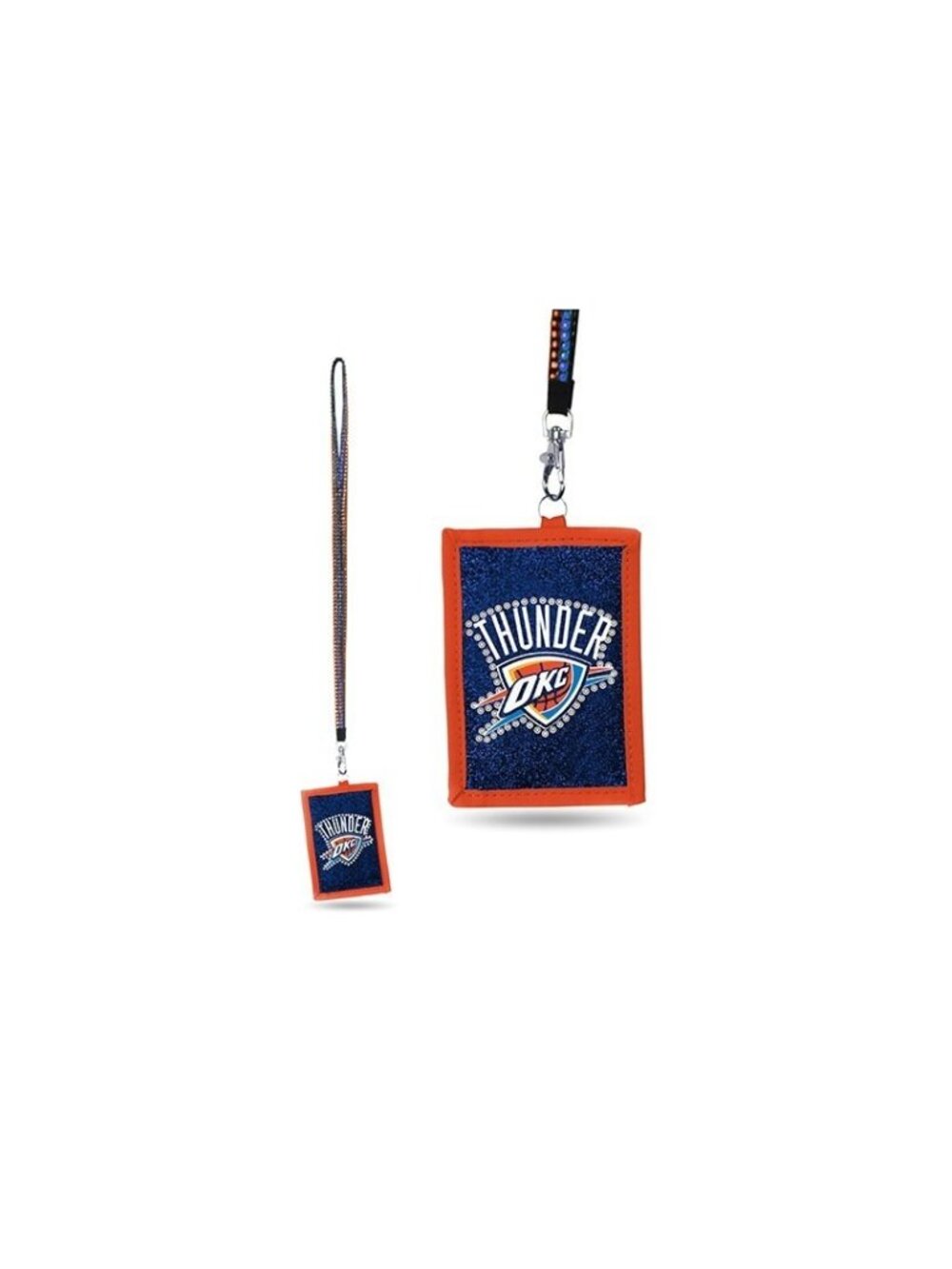 Oklahoma City Thunder Bling Lanyard With ID Wallet Holder Keychain Badge NBA New